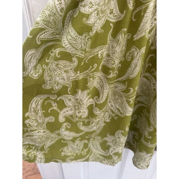 Daily Practice Green Paisley Midi Dress L Puff Sleeve Cottagecore Grandma Flowy - Picture 4 of 8